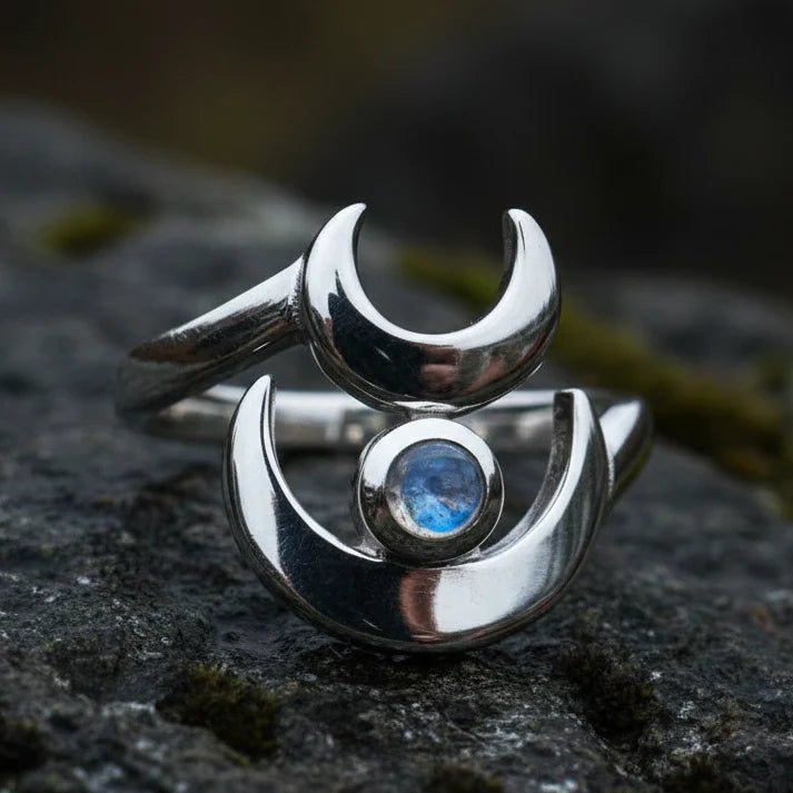 Double Crescent Moon Ring in Sterling Silver Ring La Vie Bien Double Crescent Moon Ring in Sterling Silver