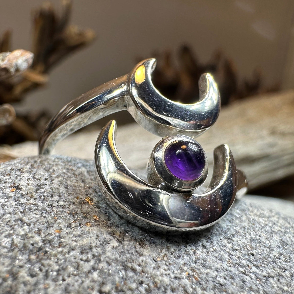 Double Crescent Moon Ring in Sterling Silver Ring La Vie Bien Double Crescent Moon Ring in Sterling Silver
