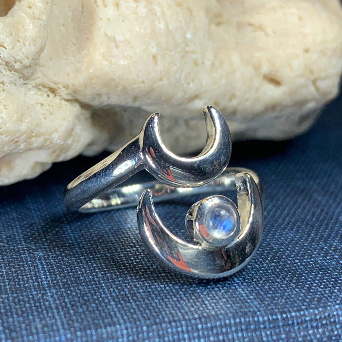 Double Crescent Moon Ring in Sterling Silver Ring La Vie Bien Double Crescent Moon Ring in Sterling Silver