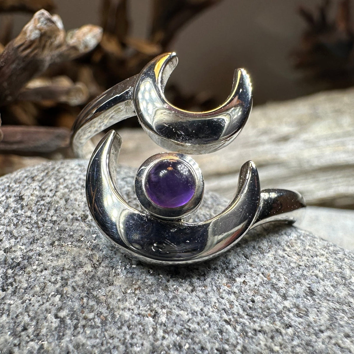 Double Crescent Moon Ring in Sterling Silver Ring La Vie Bien Double Crescent Moon Ring in Sterling Silver