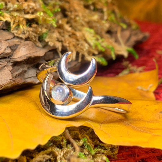 Double Crescent Moon Ring in Sterling Silver Ring La Vie Bien Double Crescent Moon Ring in Sterling Silver
