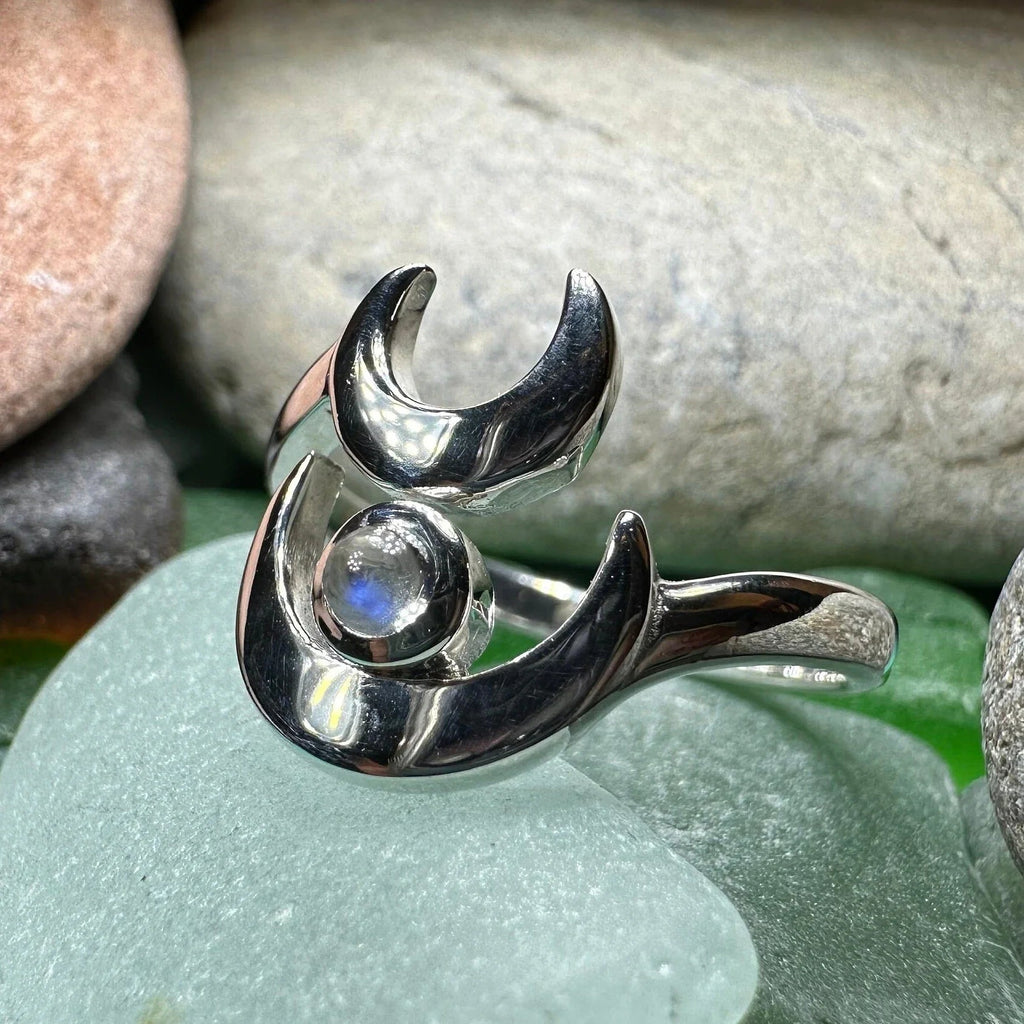 Double Crescent Moon Ring in Sterling Silver Ring La Vie Bien Double Crescent Moon Ring in Sterling Silver