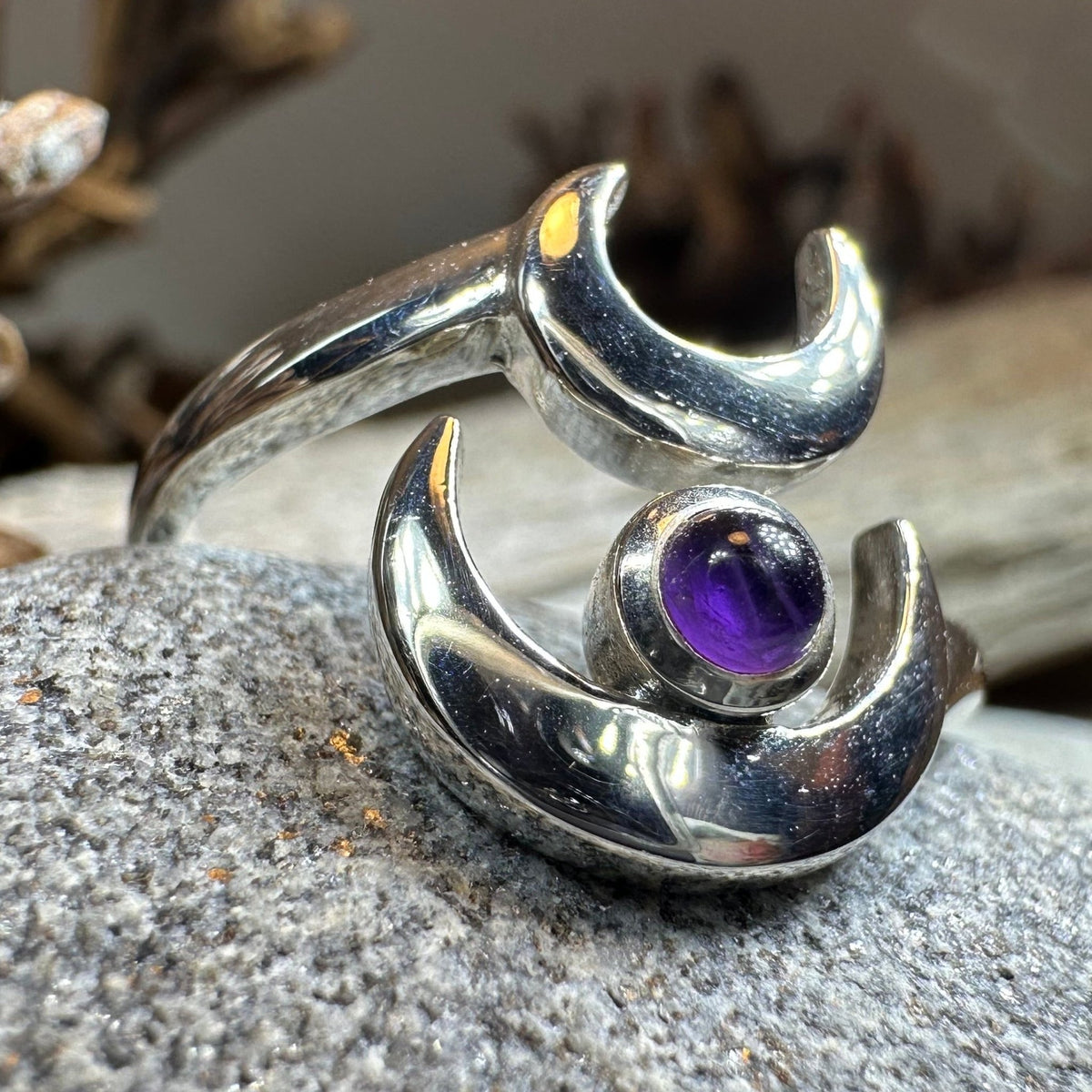 Double Crescent Moon Ring in Sterling Silver Ring La Vie Bien Double Crescent Moon Ring in Sterling Silver