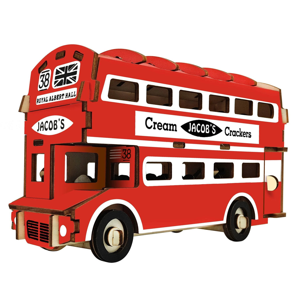 Double - Decker London Bus Model Kit - Wooden Laser - Cut 3D Puzzle (94 Pcs)
