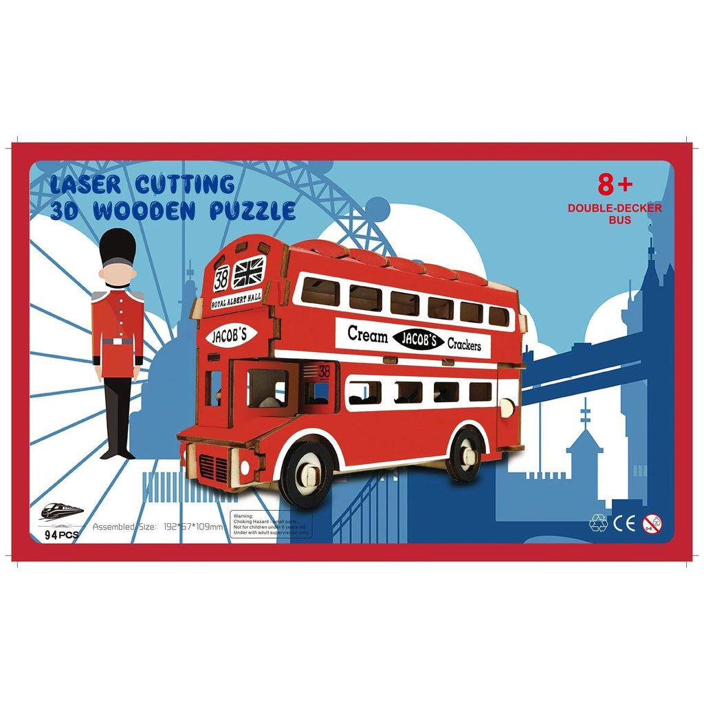 Double - Decker London Bus Model Kit - Wooden Laser - Cut 3D Puzzle (94 Pcs)