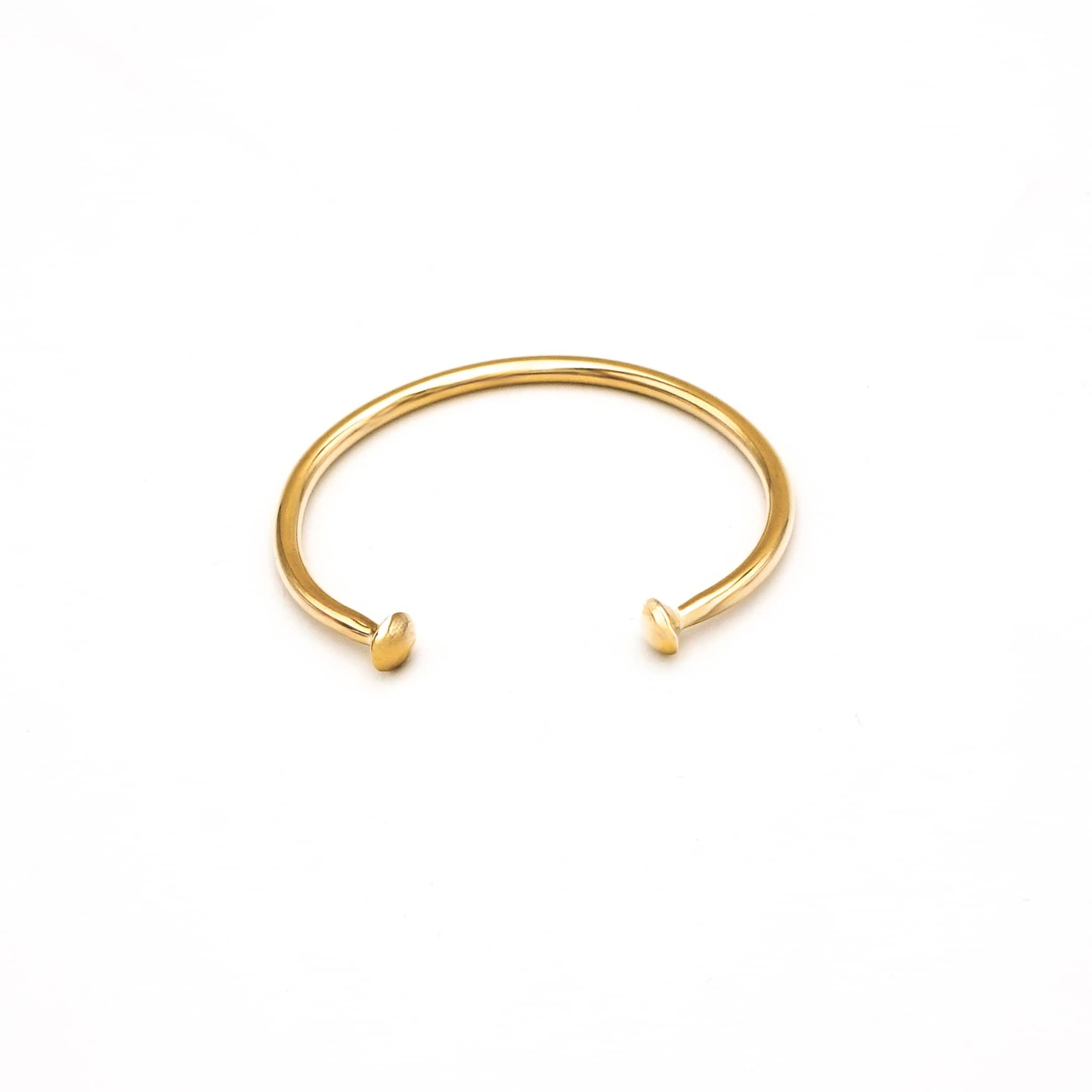 Double Dot Open Cuff Bracelet in Brass - Zari Bracelets La Vie Bien Double Dot Open Cuff Bracelet in Brass - Zari