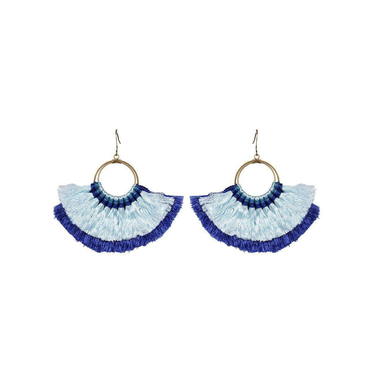Double Fan Tassel Boho Earrings - Thailand Jewelry La Vie Bien Double Fan Tassel Boho Earrings - Thailand
