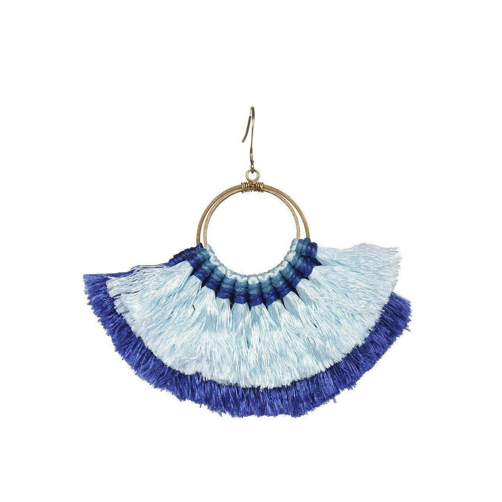 Double Fan Tassel Boho Earrings - Thailand Jewelry La Vie Bien Double Fan Tassel Boho Earrings - Thailand