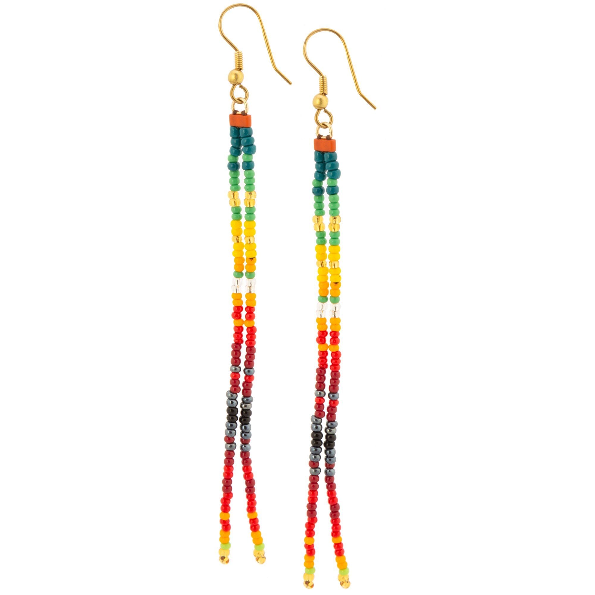 Double Rainbow Beaded Earrings Earrings - Fashion La Vie Bien Double Rainbow Beaded Earrings