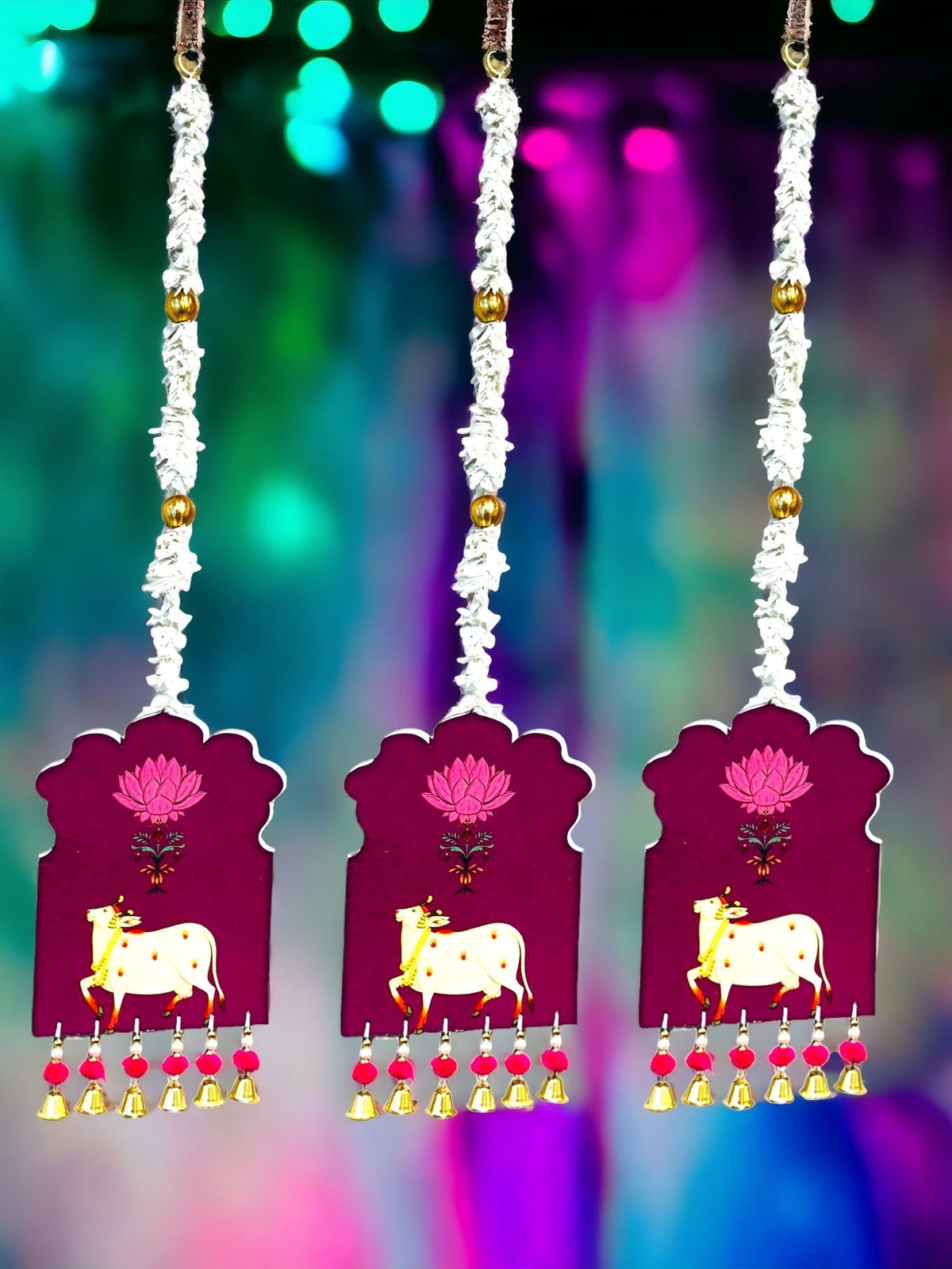 Double Sided Pichwai Cow Lari Festive Decor La Vie Bien Double Sided Pichwai Cow Lari