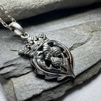 Double Thistle Scottish Luckenbooth Necklace in Sterling Silver Pendant La Vie Bien Double Thistle Scottish Luckenbooth Necklace in Sterling Silver