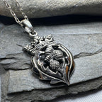 Double Thistle Scottish Luckenbooth Necklace in Sterling Silver Pendant La Vie Bien Double Thistle Scottish Luckenbooth Necklace in Sterling Silver