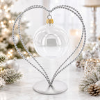 Double Wire Heart Twisted Silver Metal Ornament Display Stand 7.8 Inches Ornament Stands La Vie Bien Double Wire Heart Twisted Silver Metal Ornament Display Stand 7.8 Inches