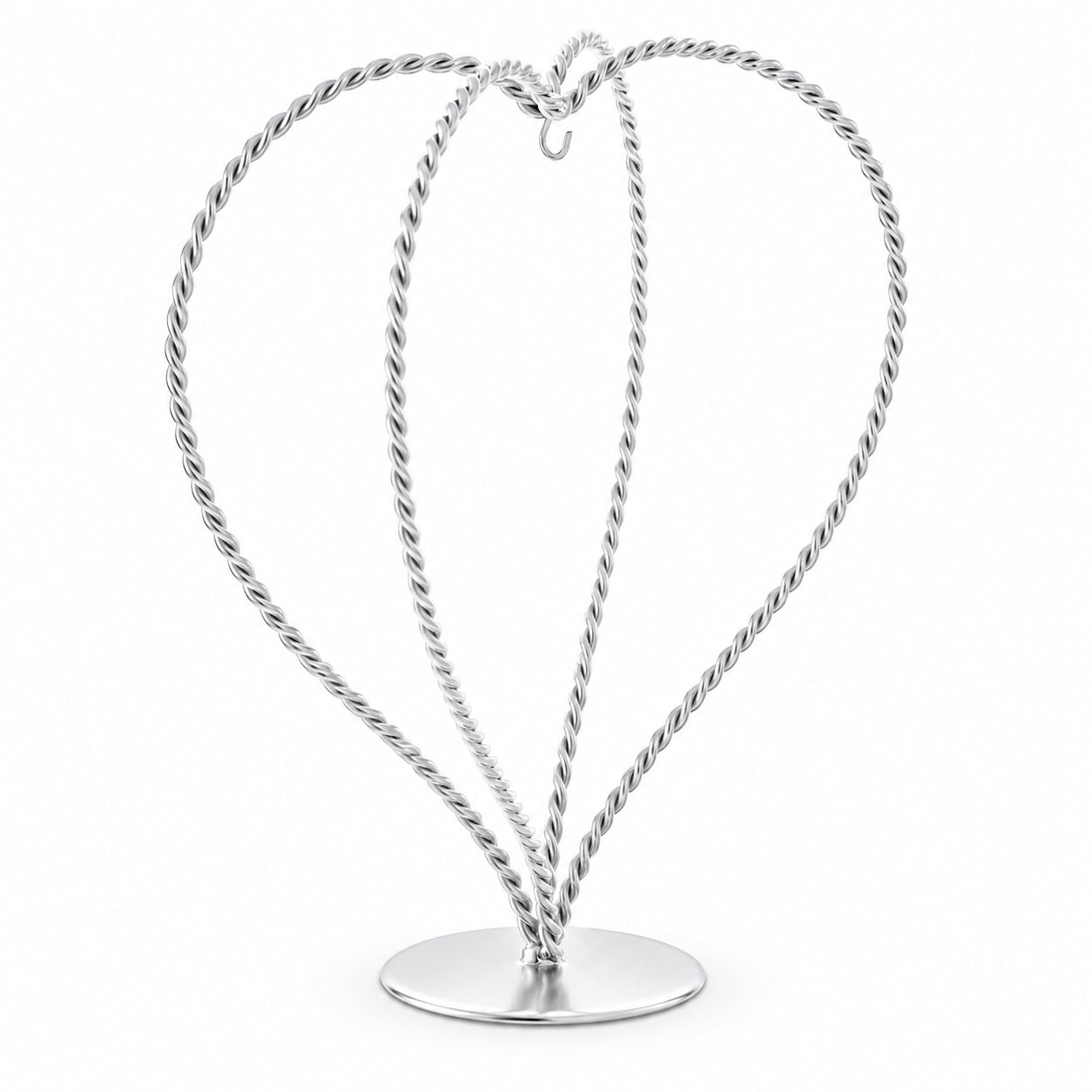 Double Wire Heart Twisted Silver Metal Ornament Display Stand 7.8 Inches Ornament Stands La Vie Bien Double Wire Heart Twisted Silver Metal Ornament Display Stand 7.8 Inches
