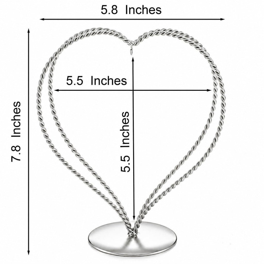 Double Wire Heart Twisted Silver Metal Ornament Display Stand 7.8 Inches Ornament Stands La Vie Bien Double Wire Heart Twisted Silver Metal Ornament Display Stand 7.8 Inches