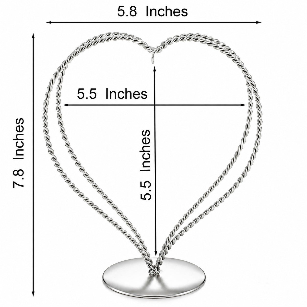 Double Wire Heart Twisted Silver Metal Ornament Display Stand 7.8 Inches Ornament Stands La Vie Bien Double Wire Heart Twisted Silver Metal Ornament Display Stand 7.8 Inches