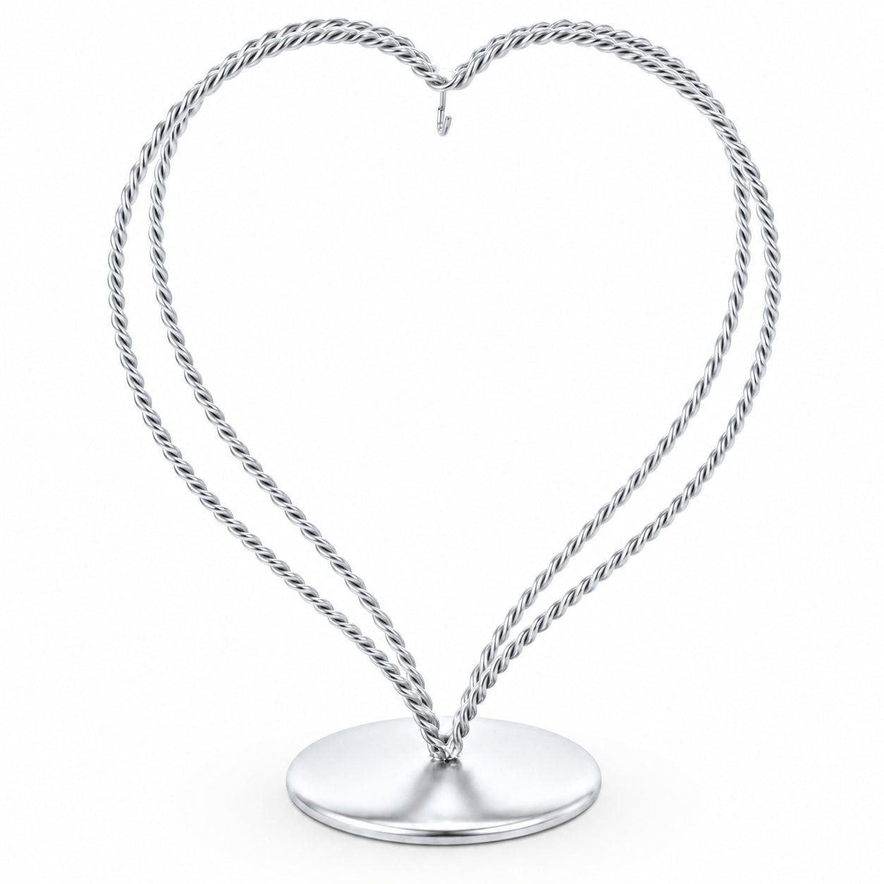 Double Wire Heart Twisted Silver Metal Ornament Display Stand 7.8 Inches Ornament Stands La Vie Bien Double Wire Heart Twisted Silver Metal Ornament Display Stand 7.8 Inches