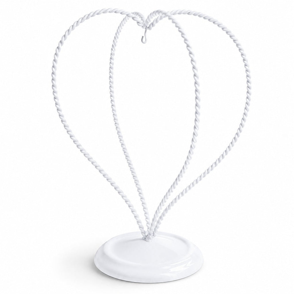 Double Wire Heart Twisted White Paint Metal Ornament Display Stand 7.8 Inches Ornament Stands La Vie Bien Double Wire Heart Twisted White Paint Metal Ornament Display Stand 7.8 Inches
