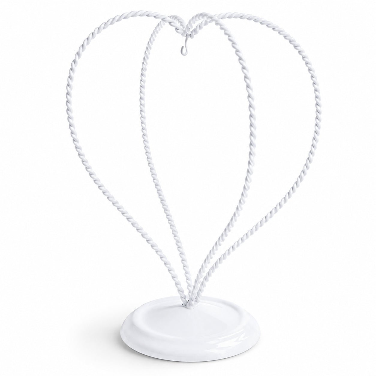Double Wire Heart Twisted White Paint Metal Ornament Display Stand 7.8 Inches Ornament Stands La Vie Bien Double Wire Heart Twisted White Paint Metal Ornament Display Stand 7.8 Inches