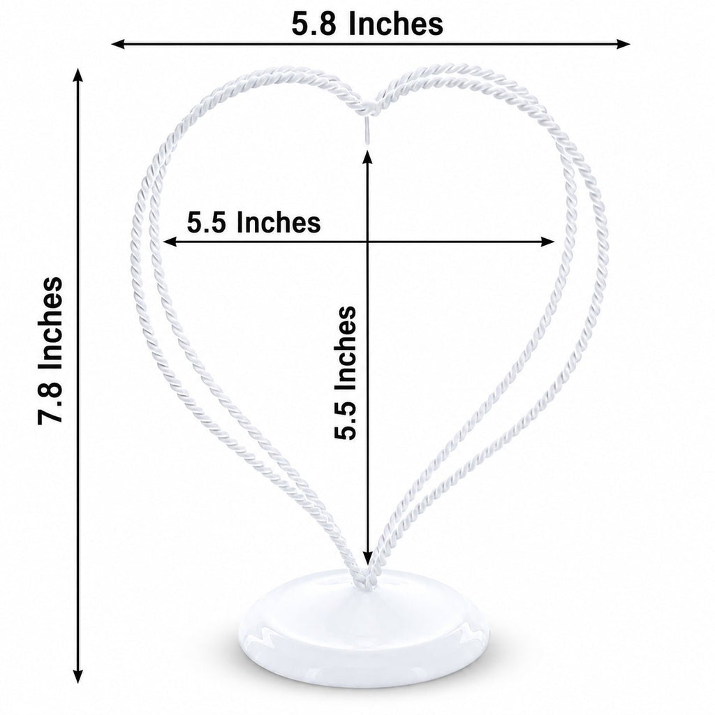Double Wire Heart Twisted White Paint Metal Ornament Display Stand 7.8 Inches Ornament Stands La Vie Bien Double Wire Heart Twisted White Paint Metal Ornament Display Stand 7.8 Inches