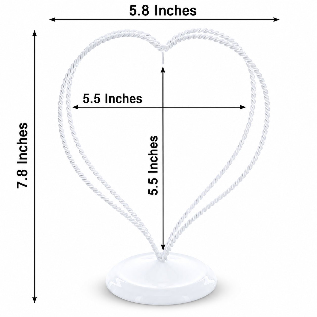 Double Wire Heart Twisted White Paint Metal Ornament Display Stand 7.8 Inches Ornament Stands La Vie Bien Double Wire Heart Twisted White Paint Metal Ornament Display Stand 7.8 Inches