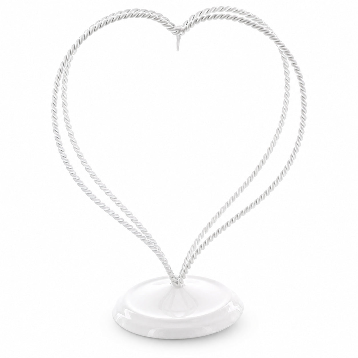 Double Wire Heart Twisted White Paint Metal Ornament Display Stand 7.8 Inches Ornament Stands La Vie Bien Double Wire Heart Twisted White Paint Metal Ornament Display Stand 7.8 Inches