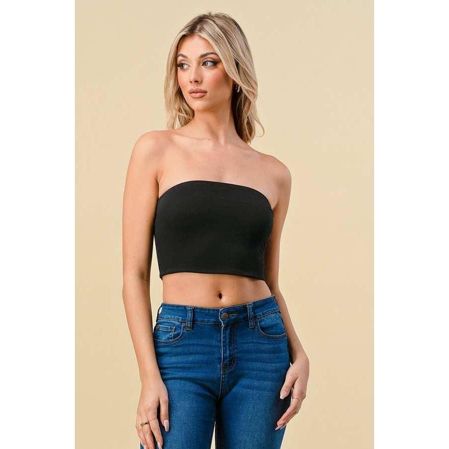 Doubled Layered Back Lace Up Tube Top | Casual Style Sleeveless Cropped Top [Available in Sizes SM - L]