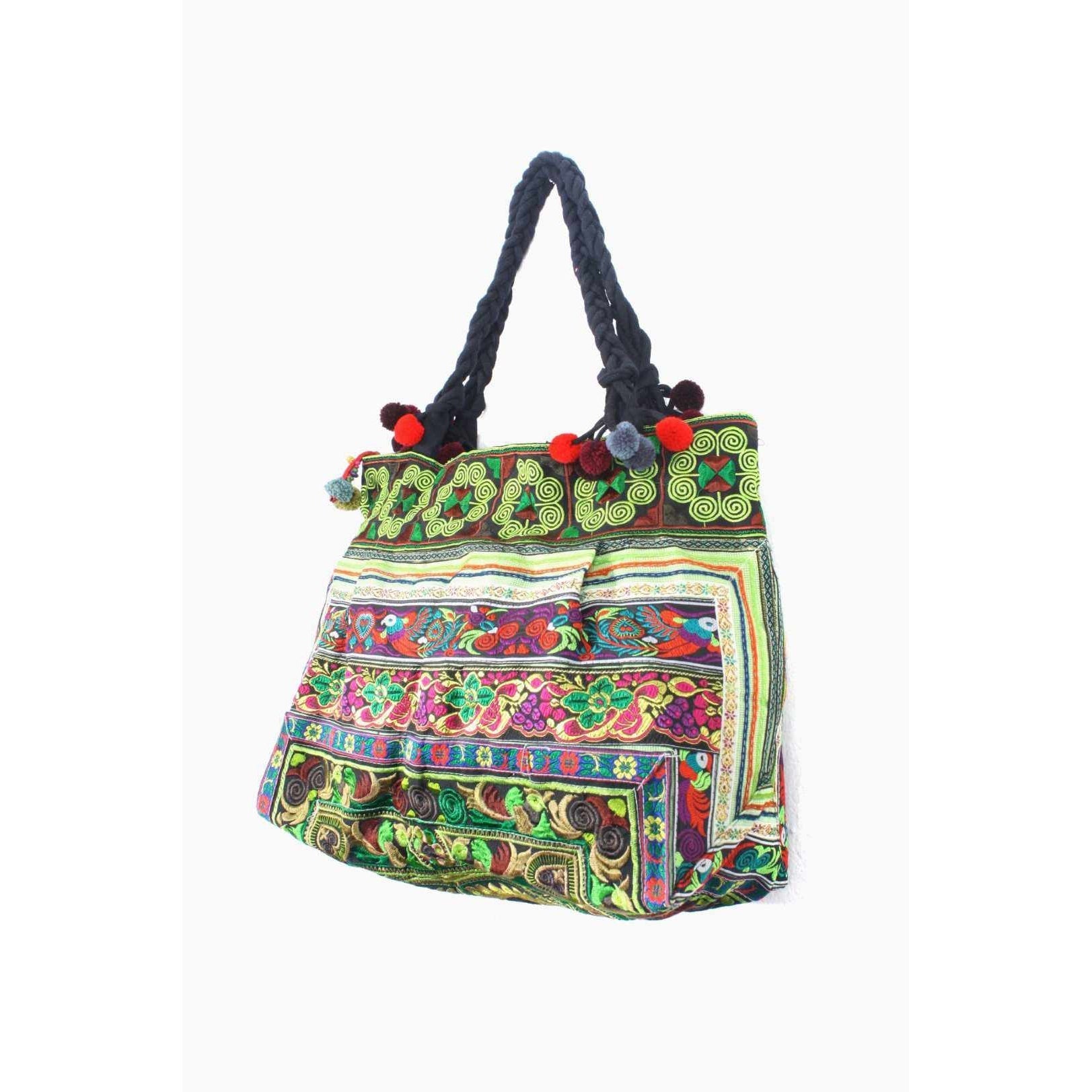 Dove Embroidered Tote Shoulder Bag - Thailand Bags La Vie Bien Dove Embroidered Tote Shoulder Bag - Thailand