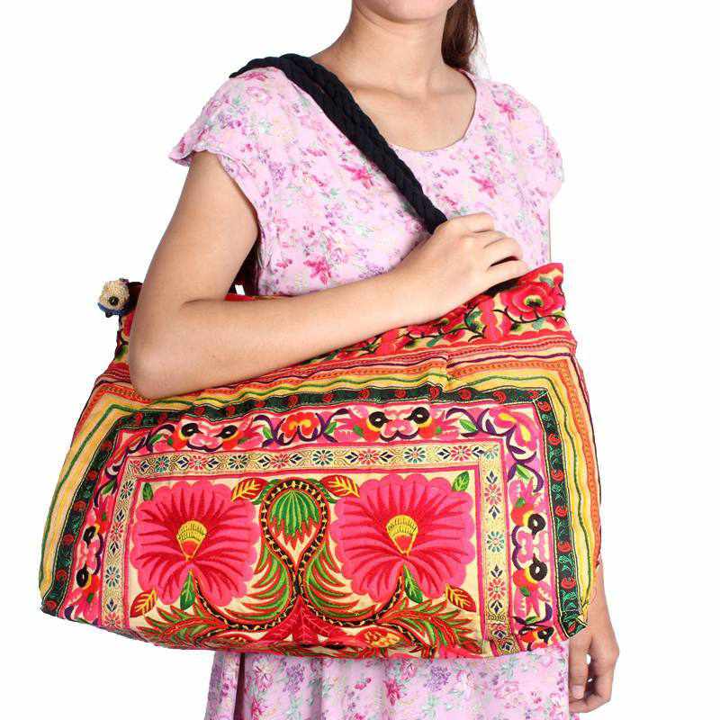 Dove Embroidered Tote Shoulder Bag - Thailand Bags La Vie Bien Dove Embroidered Tote Shoulder Bag - Thailand