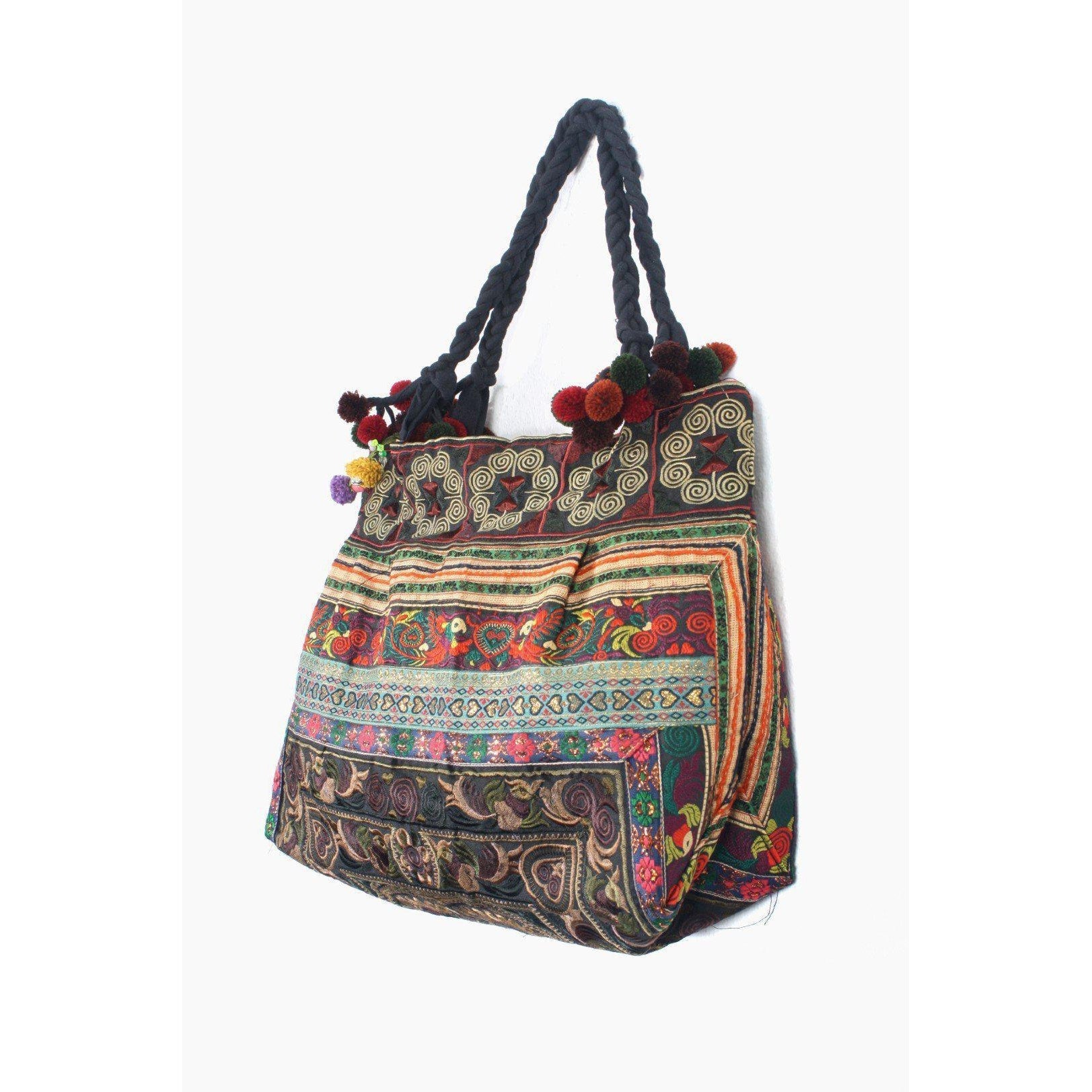 Dove Embroidered Tote Shoulder Bag - Thailand Bags La Vie Bien Dove Embroidered Tote Shoulder Bag - Thailand
