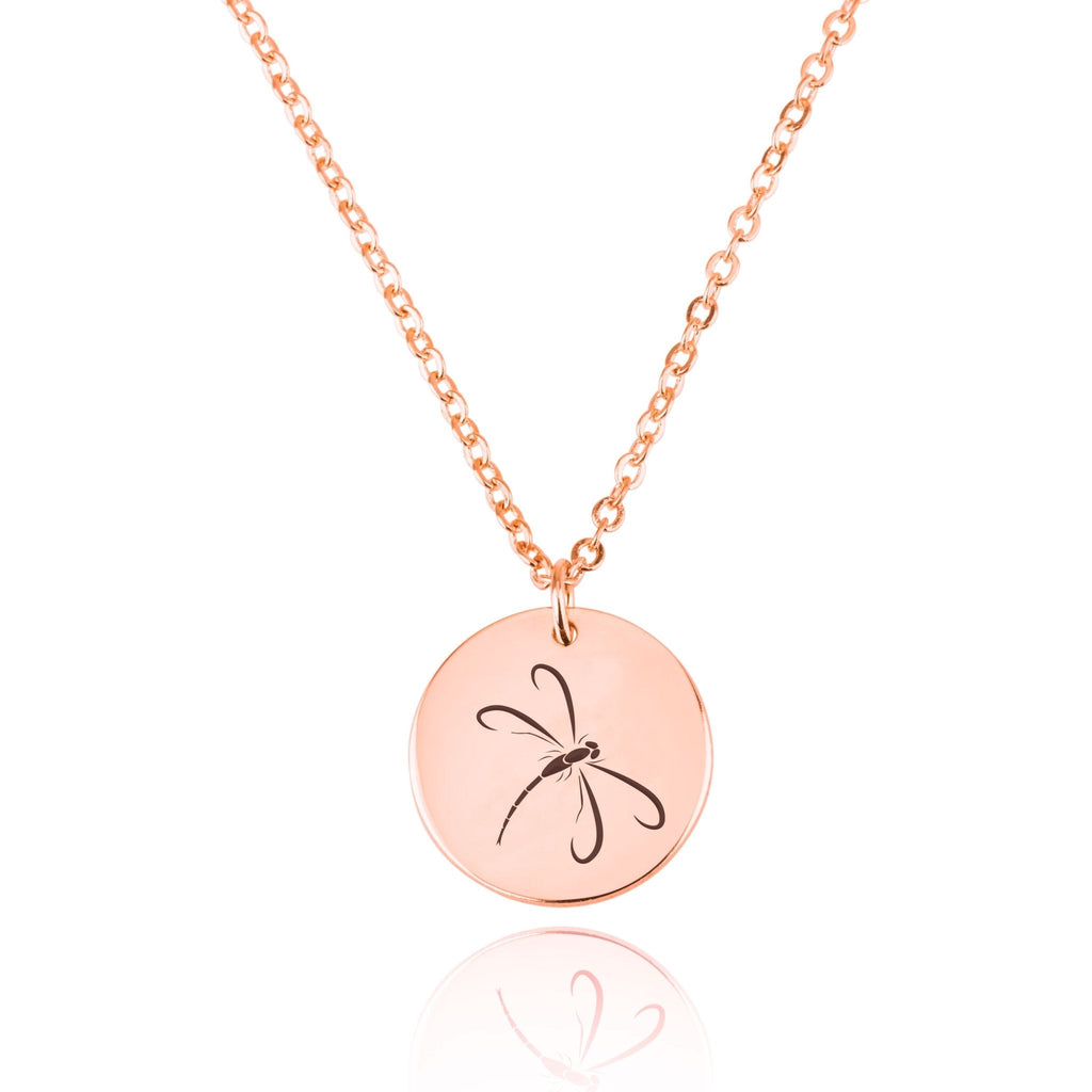 Dragonfly Engraving Disc Necklace La Vie Bien Dragonfly Engraving Disc Necklace