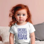 Dreidel Champion Chanukah Baby Bodysuit or Toddler Tee Shirt by Salt Sparkle Shalom