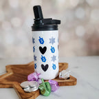 Dreidels, Hearts and Magens Hanukkah Kids Cup by Salt Sparkle Shalom