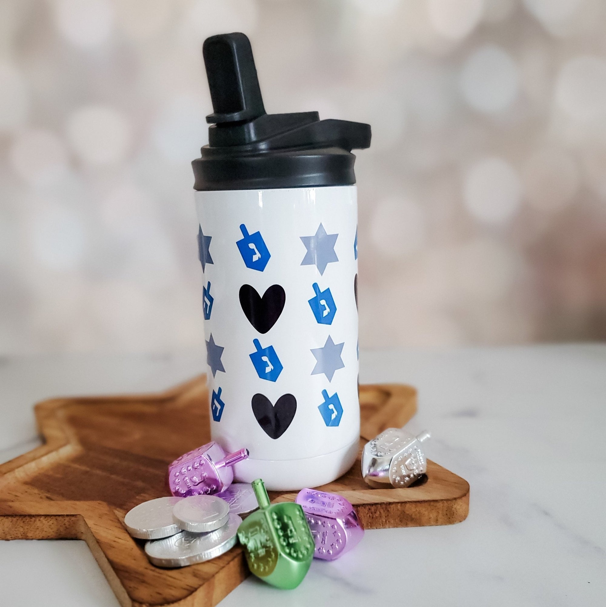 Dreidels, Hearts and Magens Hanukkah Kids Cup