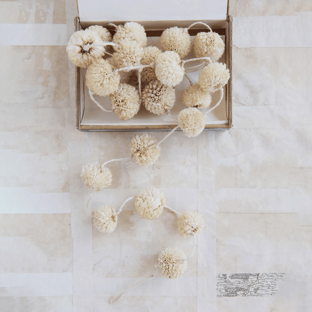 Dried Natural Spinny Flower Garland by White Cliff Studio