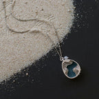 Drift Necklace – Aquamarine Blue Acrylic & Agate Teardrop Pendant Jewelry La Vie Bien Drift Necklace – Aquamarine Blue Acrylic & Agate Teardrop Pendant
