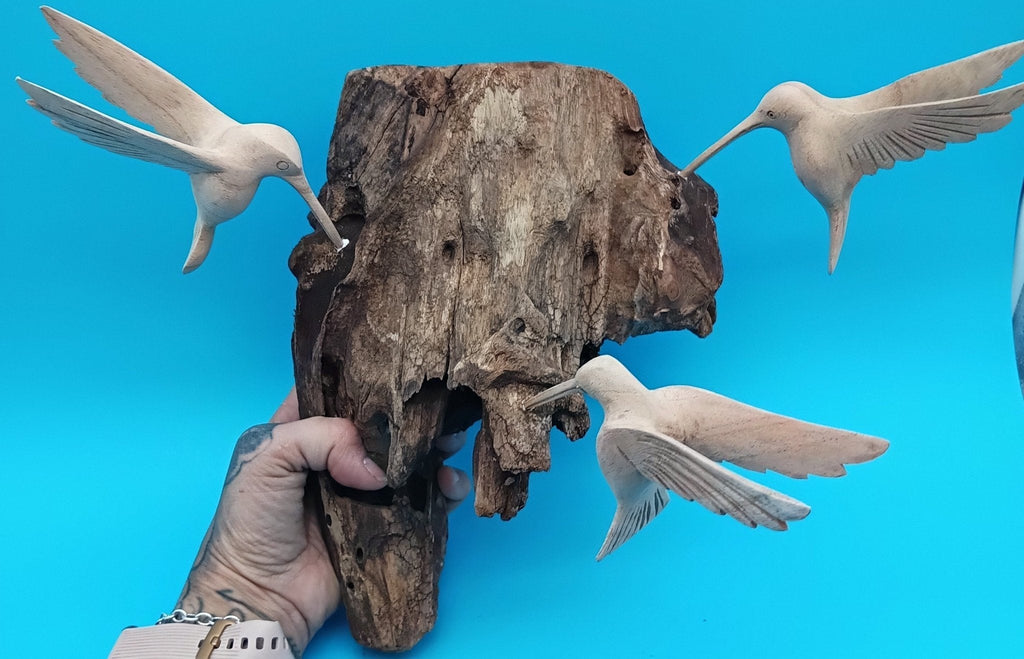 Driftwood Wall Art with Hand - Carved Hummingbirds Wall Decor La Vie Bien Driftwood Wall Art with Hand - Carved Hummingbirds