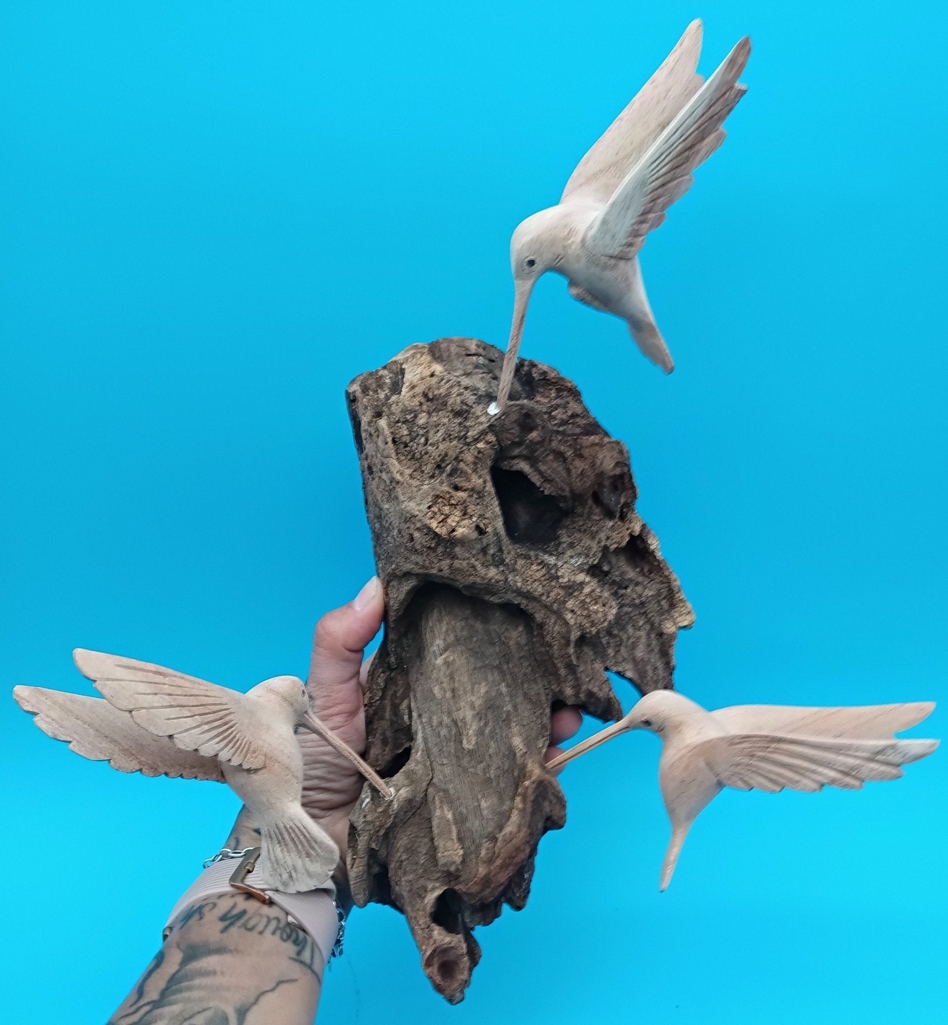 Driftwood Wall Art with Hand - Carved Hummingbirds Wall Decor La Vie Bien Driftwood Wall Art with Hand - Carved Hummingbirds