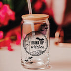 Drink Up Witches Halloween Glass Can Cup Drinkware La Vie Bien Drink Up Witches Halloween Glass Can Cup