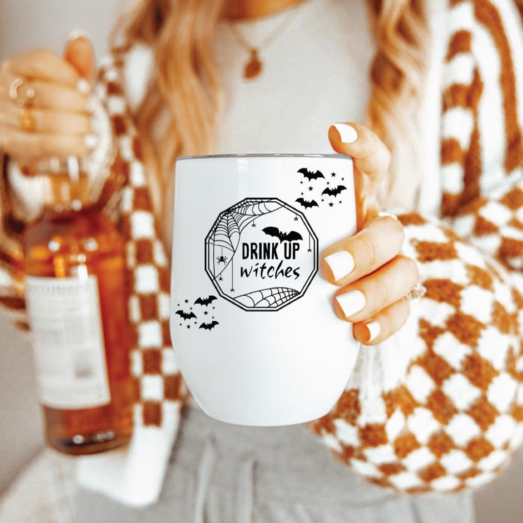 Drink Up Witches Halloween Wine Tumbler Drinkware La Vie Bien Drink Up Witches Halloween Wine Tumbler