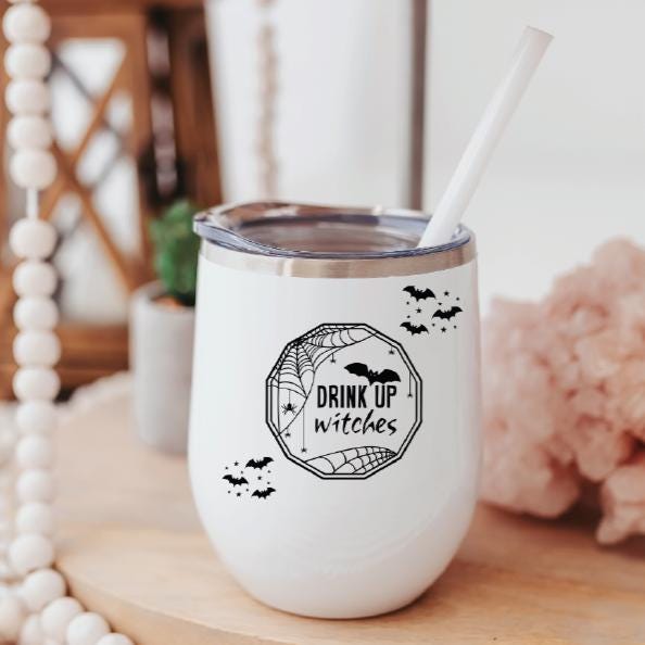 Drink Up Witches Halloween Wine Tumbler Drinkware La Vie Bien Drink Up Witches Halloween Wine Tumbler