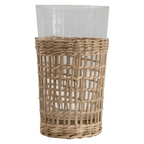Drinking Glass with Woven Seagrass Sleeve by White Cliff Studio