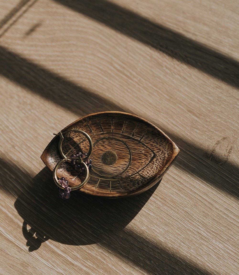 Drishti Evil Eye Trinket Dish - Brass inlay HME stock line La Vie Bien Drishti Evil Eye Trinket Dish - Brass inlay