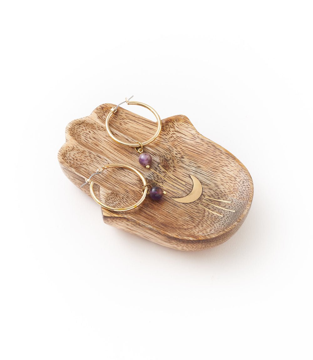 Drishti Hamsa Trinket Dish - Brass inlay HME stock line La Vie Bien Drishti Hamsa Trinket Dish - Brass inlay