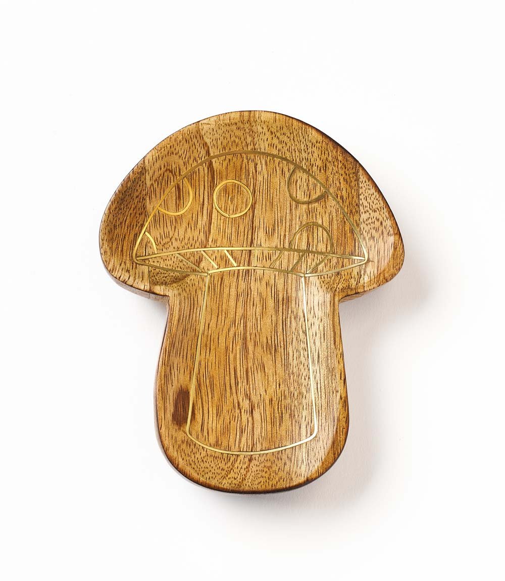Drishti Mushroom Trinket Dish - Brass inlay HME stock line La Vie Bien Drishti Mushroom Trinket Dish - Brass inlay