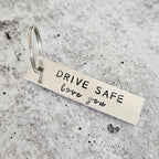 Drive Safe Love You Aluminum Bar Keychain Key Chains La Vie Bien Drive Safe Love You Aluminum Bar Keychain