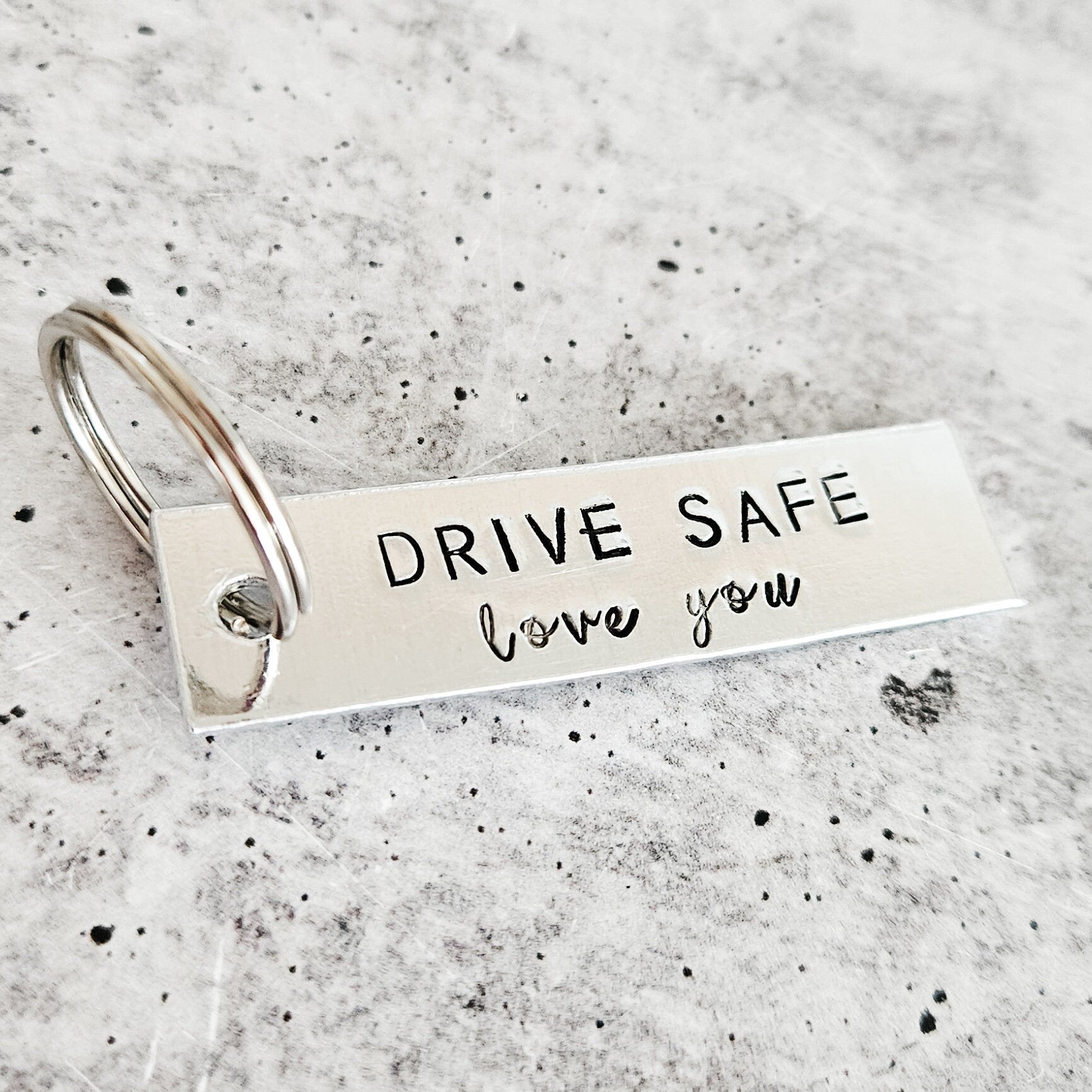 Drive Safe Love You Aluminum Bar Keychain Key Chains La Vie Bien Drive Safe Love You Aluminum Bar Keychain