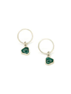 Drop Circle Sterling Studs - Sea Green Chrysocolla
