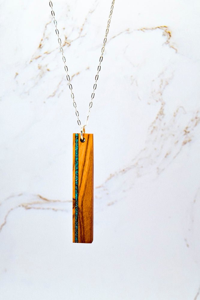 Stone Inlay Bar Necklace