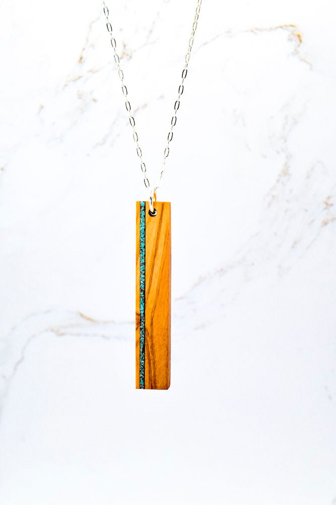 Stone Inlay Bar Necklace